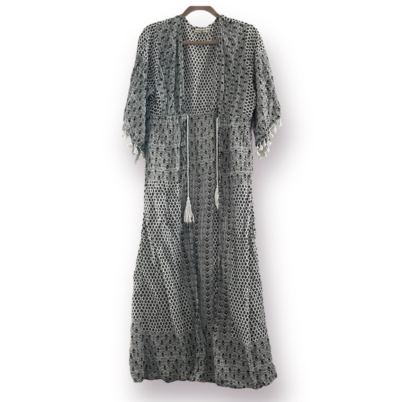 BEACH BY EXIST Cotton Boho Print Long Beach Kimono L/XL - Picture 1 of 8
